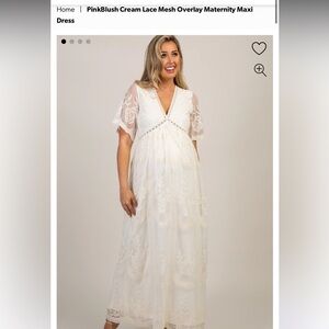 Pink blush cream mesh maternity dress